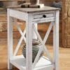 Adalane Accent Table W/ USB (White And Gray)