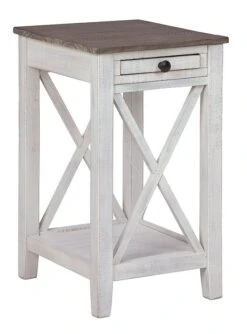 Adalane Accent Table W/ USB (White And Gray) -Ashley A4000374 table 4