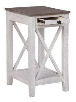 Adalane Accent Table W/ USB (White And Gray) -Ashley A4000374 table 5