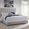 Contemporary Upholstered Bed (Beige)