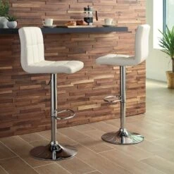 Bellatier Tall Upholstered Swivel Barstool (Bone) (Set Of 2) -Ashley D120 230 barstool 3