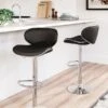 Pollzen Black Upholstered Swivel Barstool (Set Of 2)