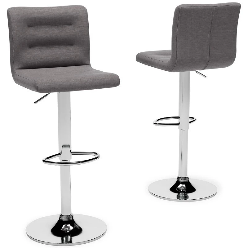 Pollzen Gray Upholstered Swivel Barstool (Set Of 2) 4 Pollzen Gray Upholstered Swivel Barstool (Set Of 2) - Image 4