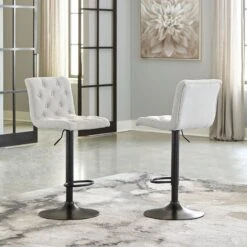 Gaddison Tall Swivel Barstool (Light Beige And Black) (Set Of 2)