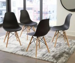 Jaspeni Side Chair (Black And Natural) (Set Of 4)