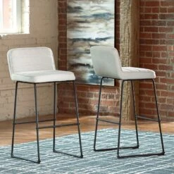 Nerison Beige Tall Upholstered Barstool (Set Of 2)