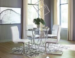 Madanere Dining Room Set W/ White Chairs -Ashley D275 15 D275 02 set 1