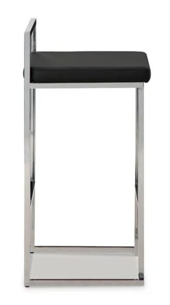 Madanere Black And Chrome Tall Upholstered Barstool (Set Of 2) -Ashley D275 630 barstool 4