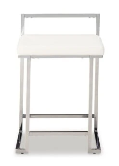 Madanere White And Chrome Upholstered Barstool (Set Of 2) -Ashley D275 724 barstool 3