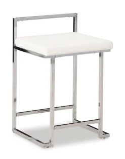 Madanere White And Chrome Upholstered Barstool (Set Of 2) -Ashley D275 724 barstool 4