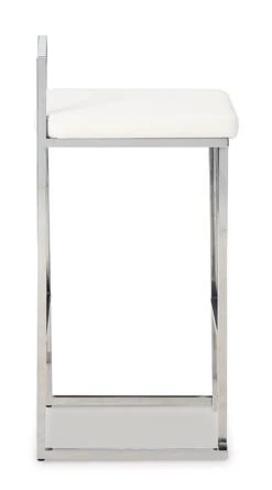 Madanere White And Chrome Tall Upholstered Barstool (Set Of 2) -Ashley D275 730 barstool 4