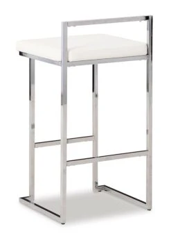 Madanere White And Chrome Tall Upholstered Barstool (Set Of 2) -Ashley D275 730 barstool 5