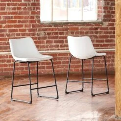 Centiar White Upholstered Barstool (Set Of 2)