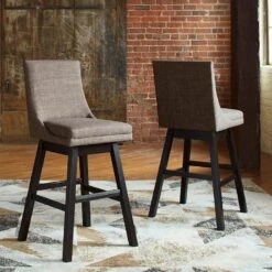 Tallenger Light Gray Tall Upholstered Swivel Barstool (Set Of 2)