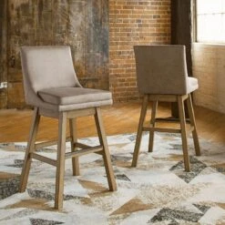 Tallenger Beige Tall Upholstered Swivel Barstool (Set Of 2)