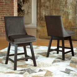 Tallenger Dark Gray Upholstered Swivel Barstool (Set Of 2)