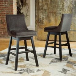 Tallenger Dark Gray Tall Upholstered Swivel Barstool (Set Of 2)
