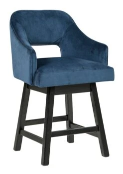 Tallenger Blue Upholstered Swivel Barstool (Set Of 2) -Ashley D380 824 barstool 3