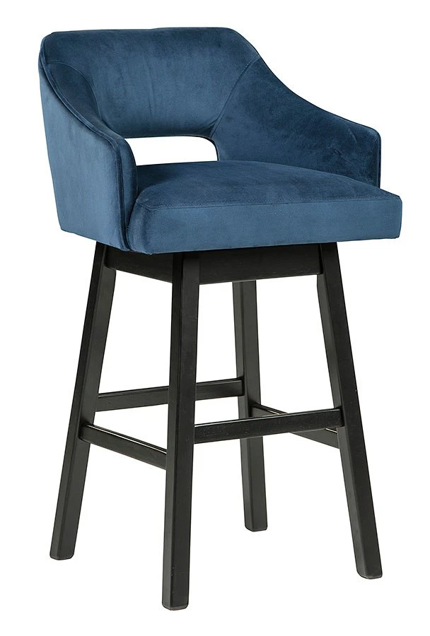 Tallenger Blue Tall Upholstered Swivel Barstool (Set Of 2) 3 Tallenger Blue Tall Upholstered Swivel Barstool (Set Of 2) - Image 3