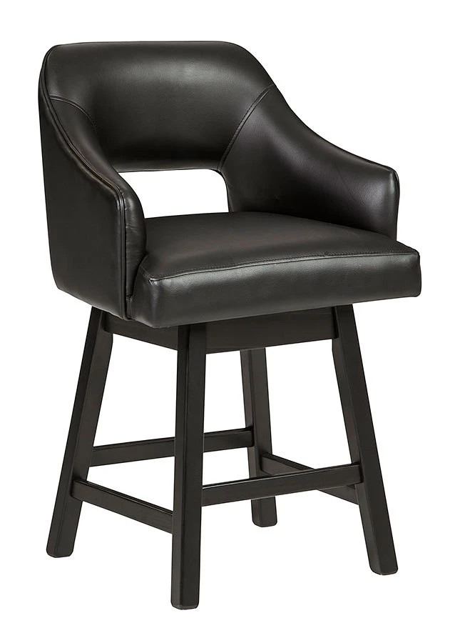 Tallenger Black Upholstered Swivel Barstool (Set Of 2) 3 Tallenger Black Upholstered Swivel Barstool (Set Of 2) - Image 3