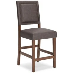 Benmara Grayish Brown Upholstered Barstool (Set Of 2) 9 Benmara Grayish Brown Upholstered Barstool (Set Of 2) -Ashley D466 124 barstool 4