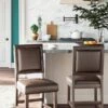 Benmara Brown Upholstered Barstool (Set Of 2)