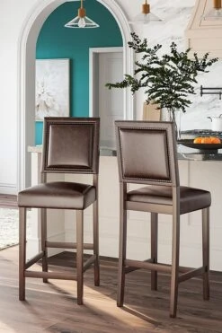 Benmara Brown Tall Upholstered Barstool (Set Of 2)