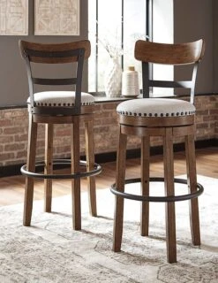 Valebeck Tall Swivel Barstool (Vintage Brown) (Set Of 2)