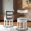 Valebeck Swivel Barstool (Vintage White) (Set Of 2)
