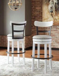 Valebeck Tall Swivel Barstool (Vintage White) (Set Of 2)