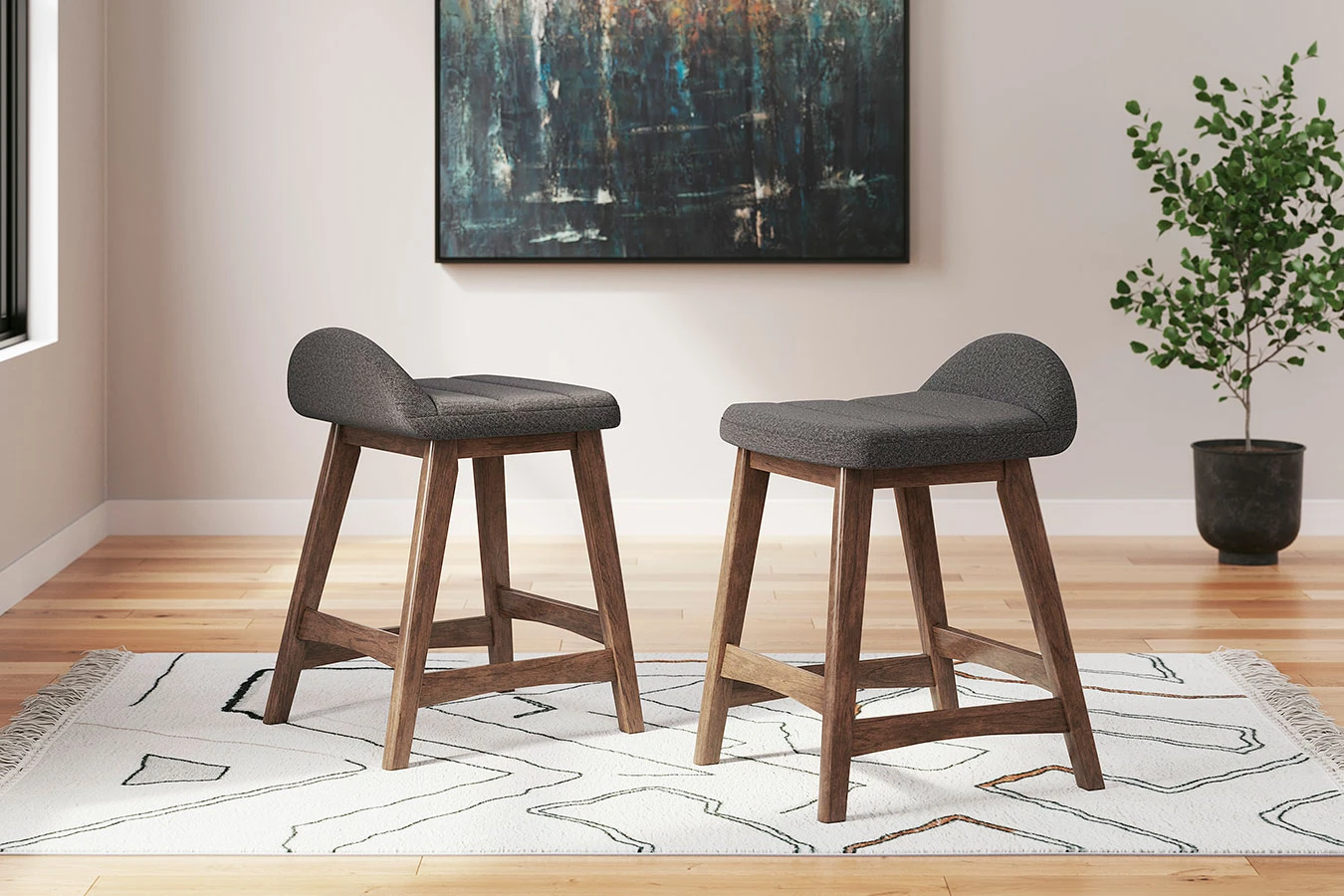 Lyncott Charcoal Counter Height Chair (Set Of 2) 1 Lyncott Charcoal Counter Height Chair (Set Of 2)
