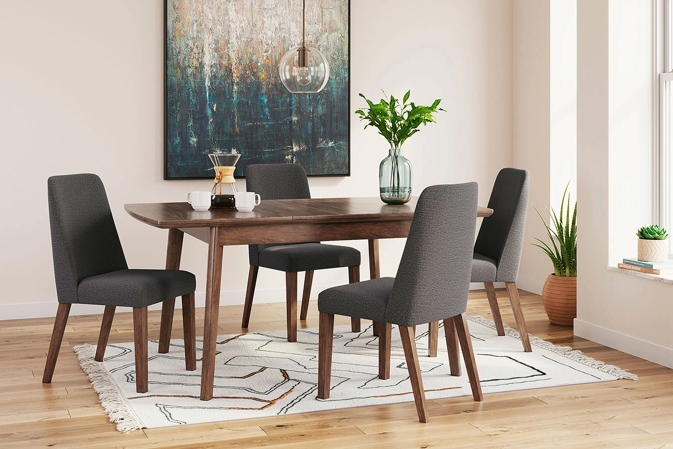 Lyncott Dining Room Set W/ Charcoal Chairs 1 Lyncott Dining Room Set W/ Charcoal Chairs