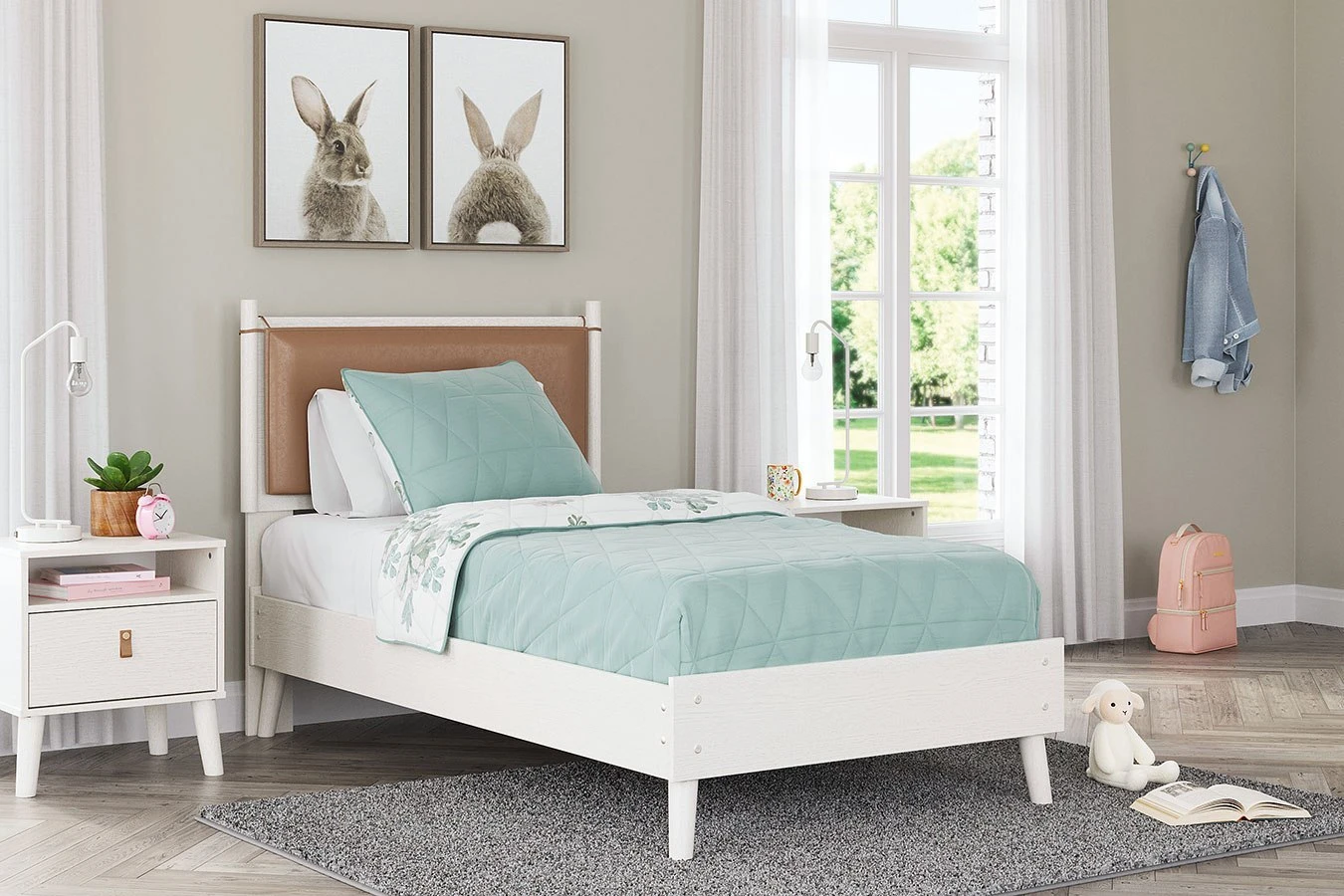 Aprilyn White Youth Platform Bed W/ Panel Headboard 3 Aprilyn White Youth Platform Bed W/ Panel Headboard - Image 3