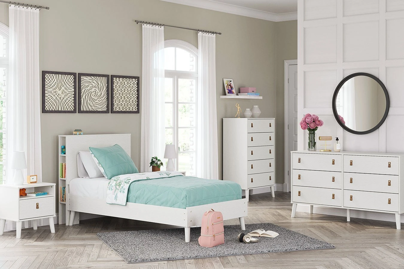 Aprilyn White Youth Platform Bedroom Set W/ Bookcase Headboard 1 Aprilyn White Youth Platform Bedroom Set W/ Bookcase Headboard
