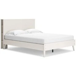 Aprilyn White Queen Platform Bed W/ Bookcase Headboard -Ashley EB1024 113 165 bed 4
