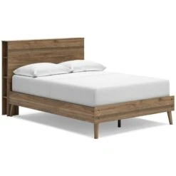 Aprilyn Honey Youth Platform Bed W/ Bookcase Headboard