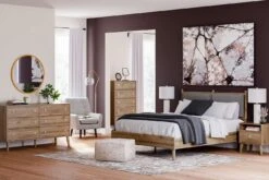 Aprilyn Honey Platform Bedroom Set W/ Panel Headboard