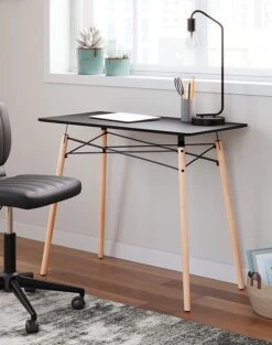 Jaspeni Home Office Desk (Black And Natural)