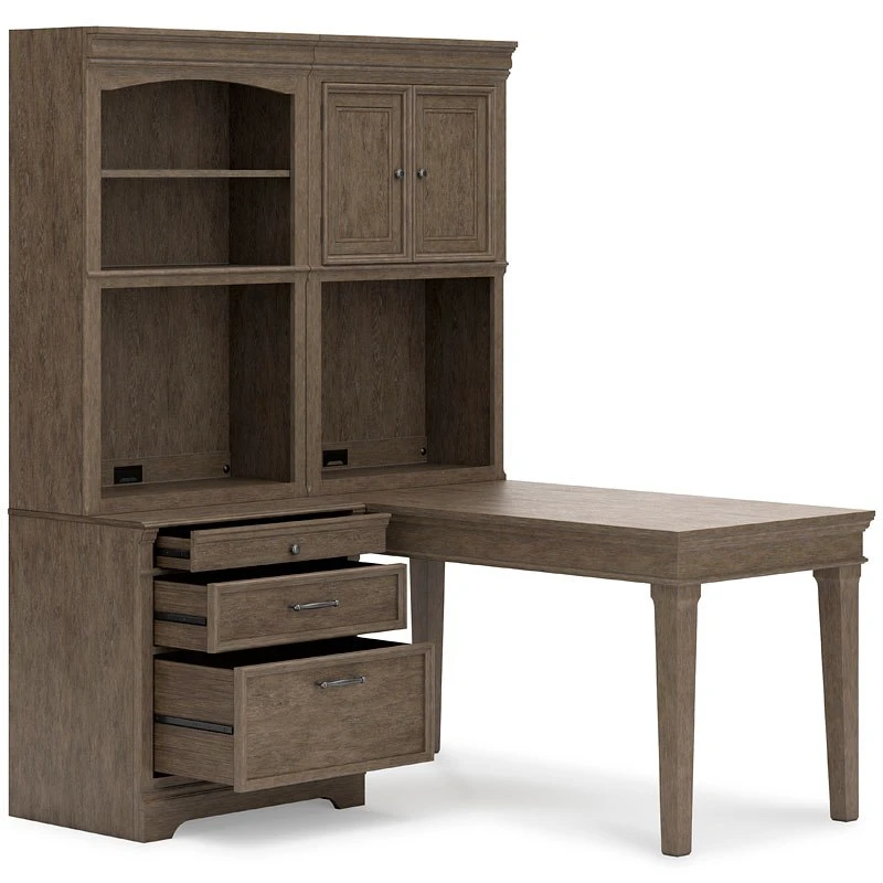 Janismore 4-Piece Bookcase Wall Unit W/ Desk 2 Janismore 4-Piece Bookcase Wall Unit W/ Desk - Image 2