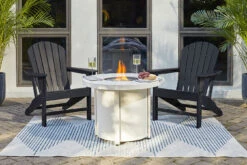 Sundown Treasure Fire Pit Table Set W/ Black Chairs -Ashley P011 776 P008 898 set 1