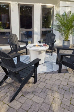 Sundown Treasure Fire Pit Table Set W/ Black Chairs -Ashley P011 776 P008 898 set 3
