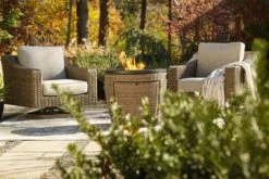Malayah Fire Pit Table Set W/ Beachcroft Lounge Chairs -Ashley P042 776 P791 821 set 5