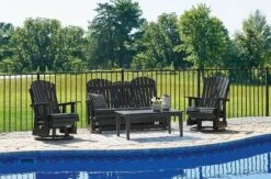 Hyland Wave Outdoor Seating Set (Black) -Ashley P108 835 820 set 2