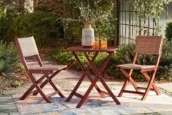 Safari Peak 3-Piece Outdoor Folding Bistro Set (Brown)