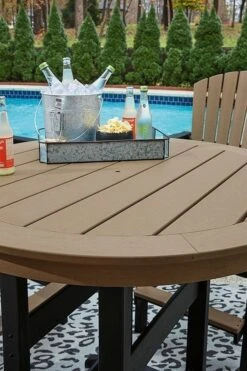 Fairen Trail Outdoor Bar Table W/ Umbrella Option -Ashley P211 613 bar table 4