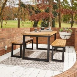 Town Wood 3-Piece Outdoor Dining Set -Ashley P220 115 set 3