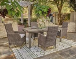 Beach Front Outdoor Dining Set W/ Beachcroft Arm Chairs -Ashley P323 635 P791 601A set 1