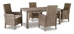 Beach Front Outdoor Dining Set W/ Beachcroft Arm Chairs -Ashley P323 635 P791 601A set 2