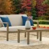 Fynnegan Outdoor Loveseat W/ Table (Light Brown)
