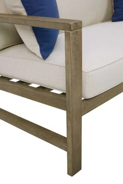 Fynnegan Outdoor Loveseat W/ Table (Light Brown) -Ashley P349 035 loveseat table 5